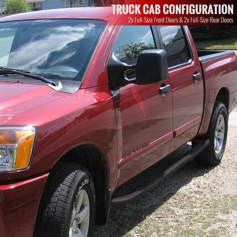 2004-2024 Nissan Titan Crew Cab Black Stainless Steel Side Step Nerf Bars