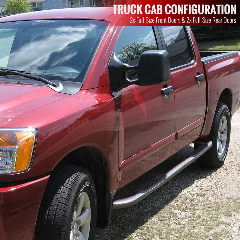 2004-2024 Nissan Titan Crew Cab Chrome Stainless Steel Side Step Nerf Bars