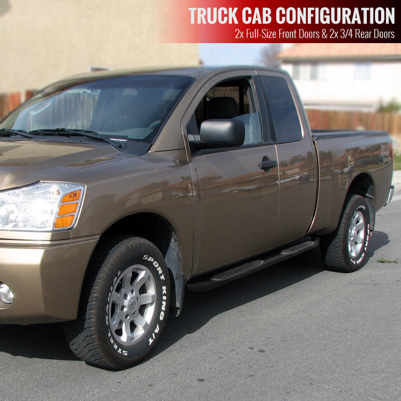 2004-2024 Nissan Titan King Extended Cab Black Stainless Steel Side Step Nerf Bars