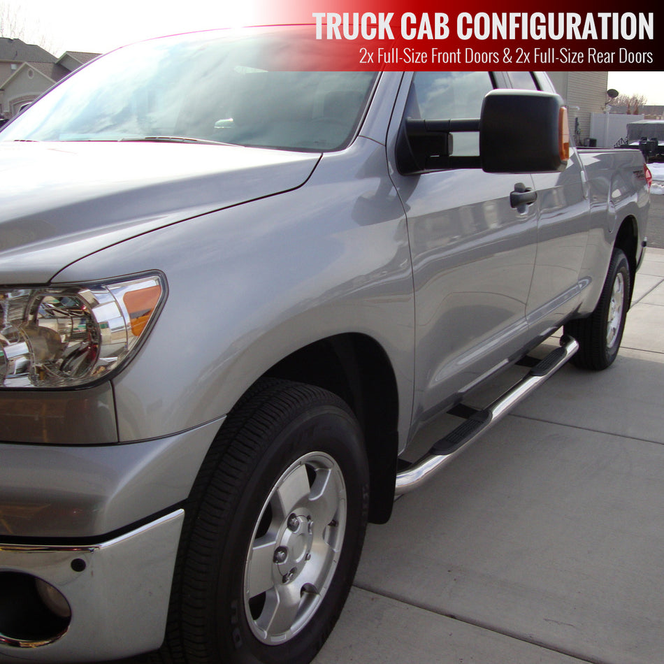 2007-2021 Toyota Tundra Double Cab/CrewMax Chrome Stainless Steel Side Step Nerf Bars