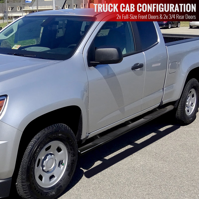 2015-2021 Chevrolet Colorado/GMC Canyon Extended (Double) Cab Black Stainless Steel Side Step Nerf Bars