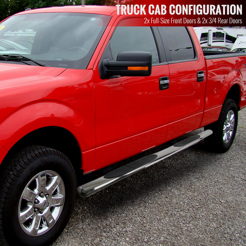 2001-2003 Ford F-150 SuperCrew Cab 4" Chrome Stainless Steel Side Step Nerf Bars