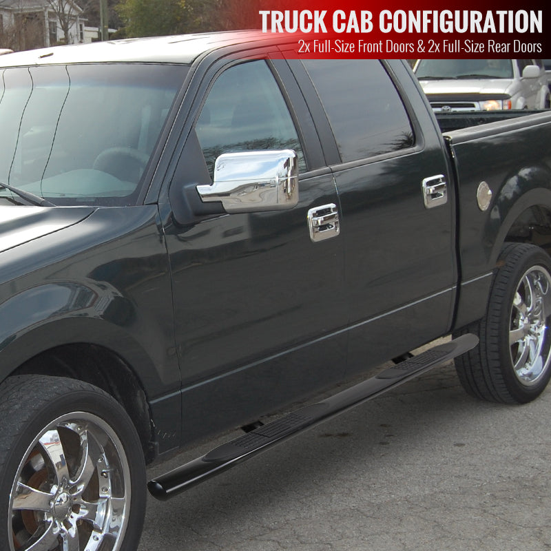 2004-2008 Ford F-150 Super/Extended Cab 4" Black Stainless Steel Side Step Nerf Bars
