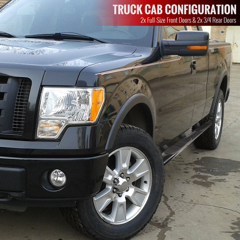 2009-2014 Ford F-150 Super Cab 4" Black Stainless Steel Side Step Nerf Bars