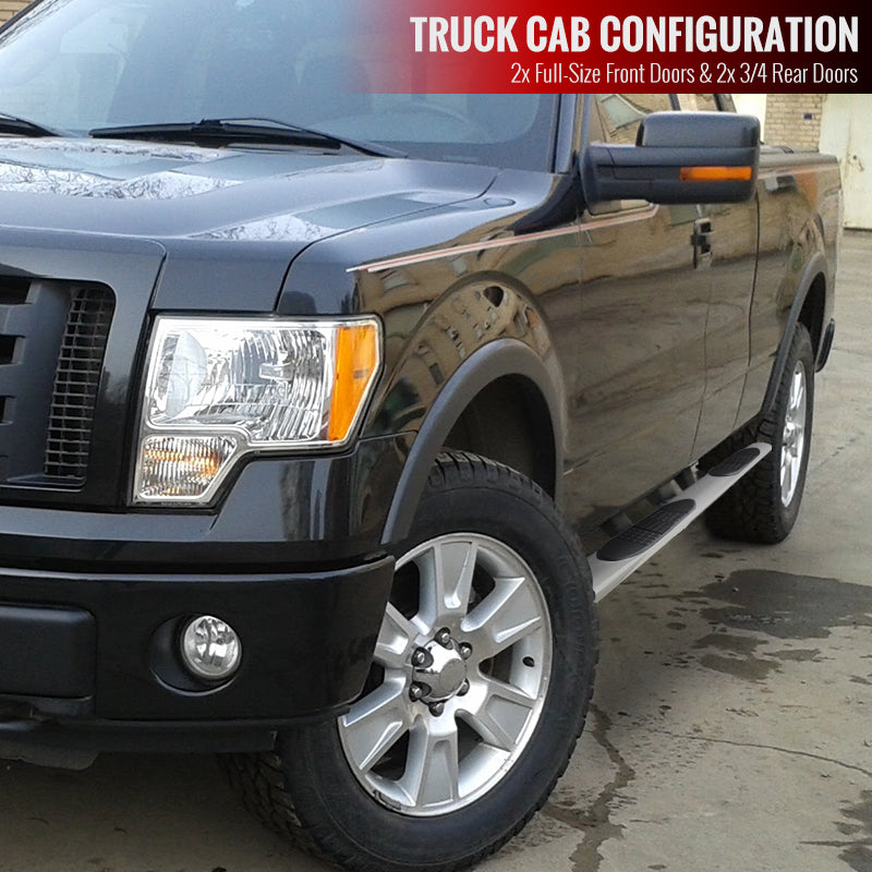2009-2014 Ford F-150 Super Cab 4" Chrome Stainless Steel Side Step Nerf Bars