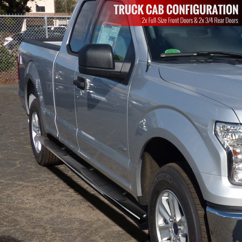 2015-2024 Ford F-150/F-250/F-350/F-450/F-550 Super Cab 4" Black Stainless Steel Side Step Nerf Bars