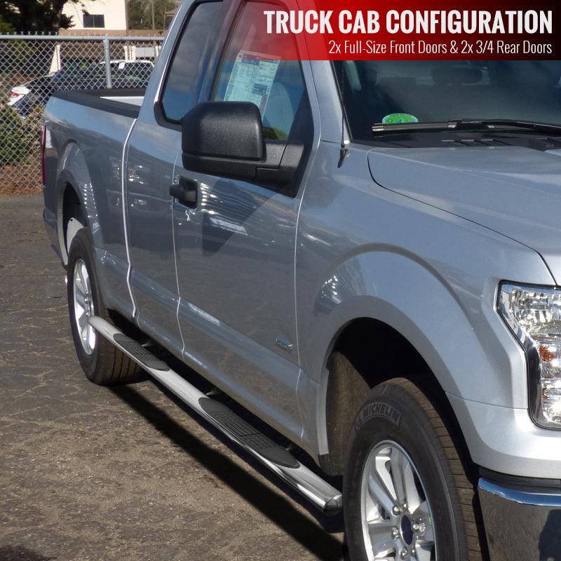 2015-2024 Ford F-150/F-250/F-350/F-450/F-550 Super Cab 4" Chrome Stainless Steel Side Step Nerf Bars
