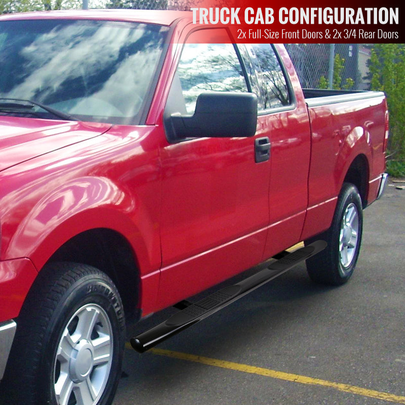 1997-2004 Ford F-150/F-250 SuperCab 4" Black Stainless Steel Side Step Nerf Bars