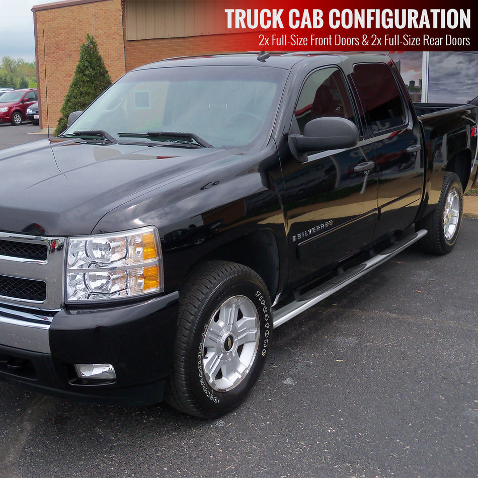 2001-2013 Chevrolet Silverado/GMC Sierra Crew Cab 4" Chrome Stainless Steel Side Step Nerf Bars