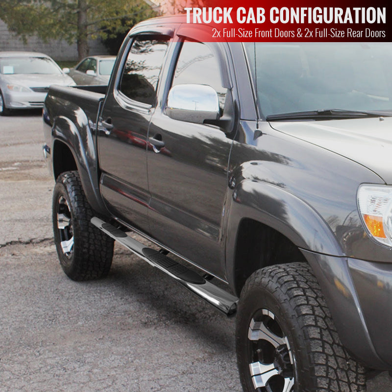 2005-2021 Toyota Tacoma Double (Crew) Cab 4" Chrome Stainless Steel Side Step Nerf Bars