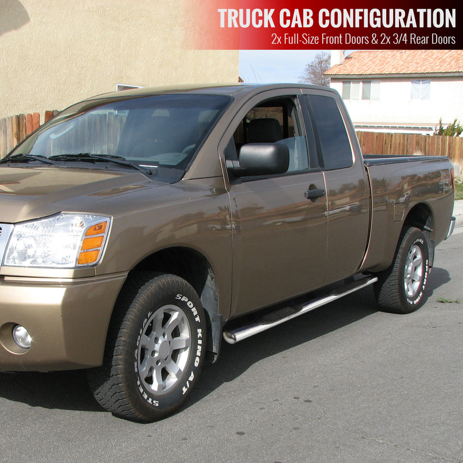 2004-2021 Nissan Titan King Extended Cab 4" Chrome Stainless Steel Side Step Nerf Bars