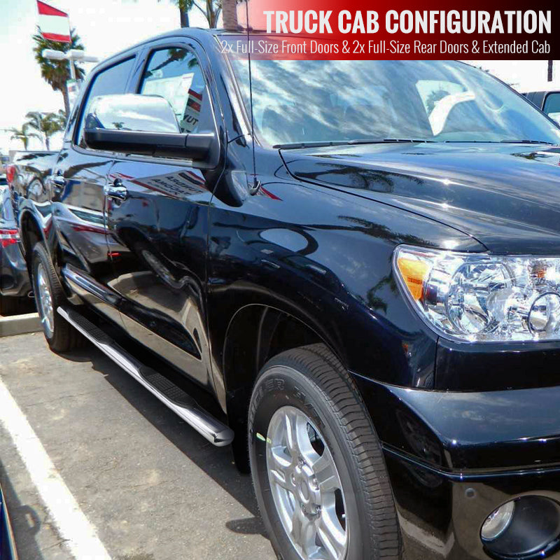 2007-2021 Toyota Tundra CrewMax (Extended Crew) Cab 4" Chrome Stainless Steel Side Step Nerf Bars