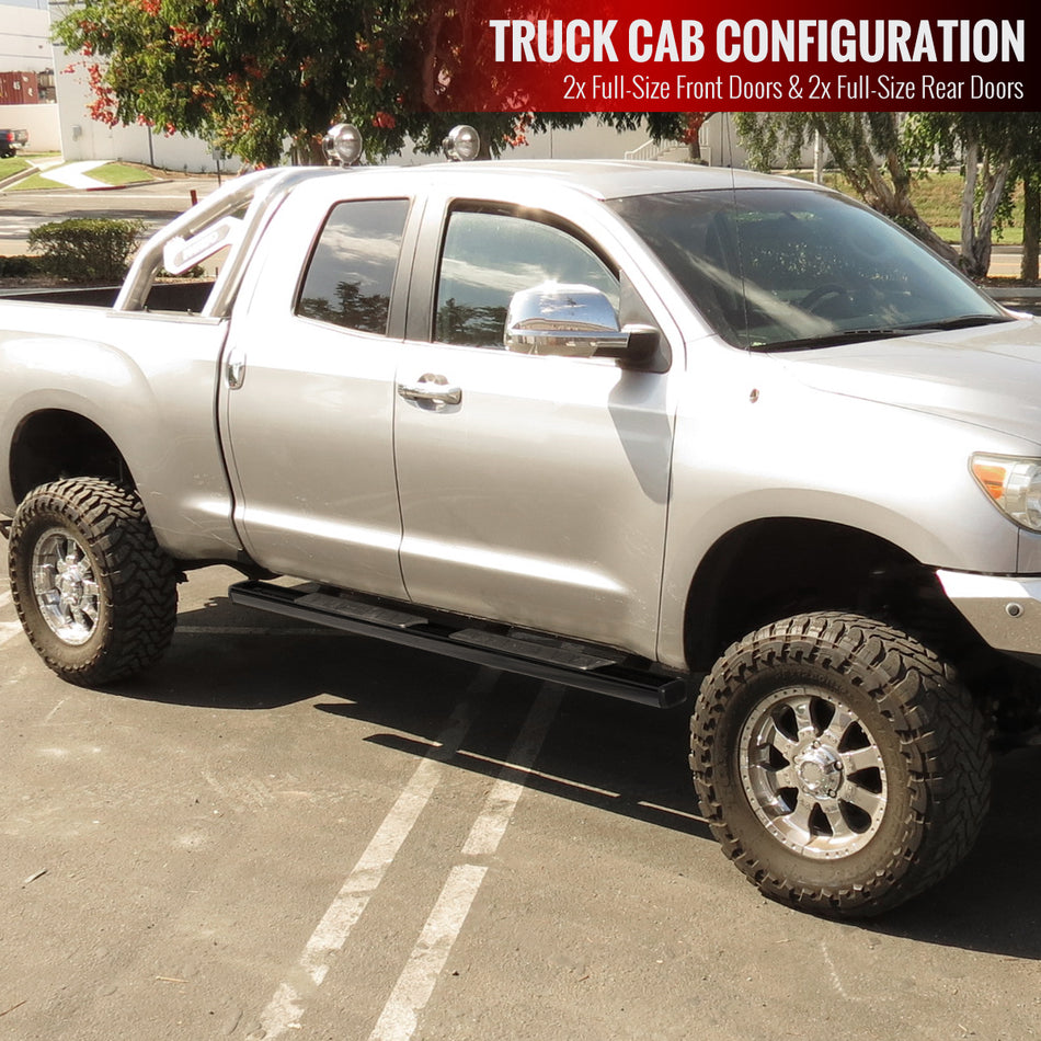 2007-2021 Toyota Tundra Double (Crew) Cab 4" Wide Black Stainless Steel Side Step Bars