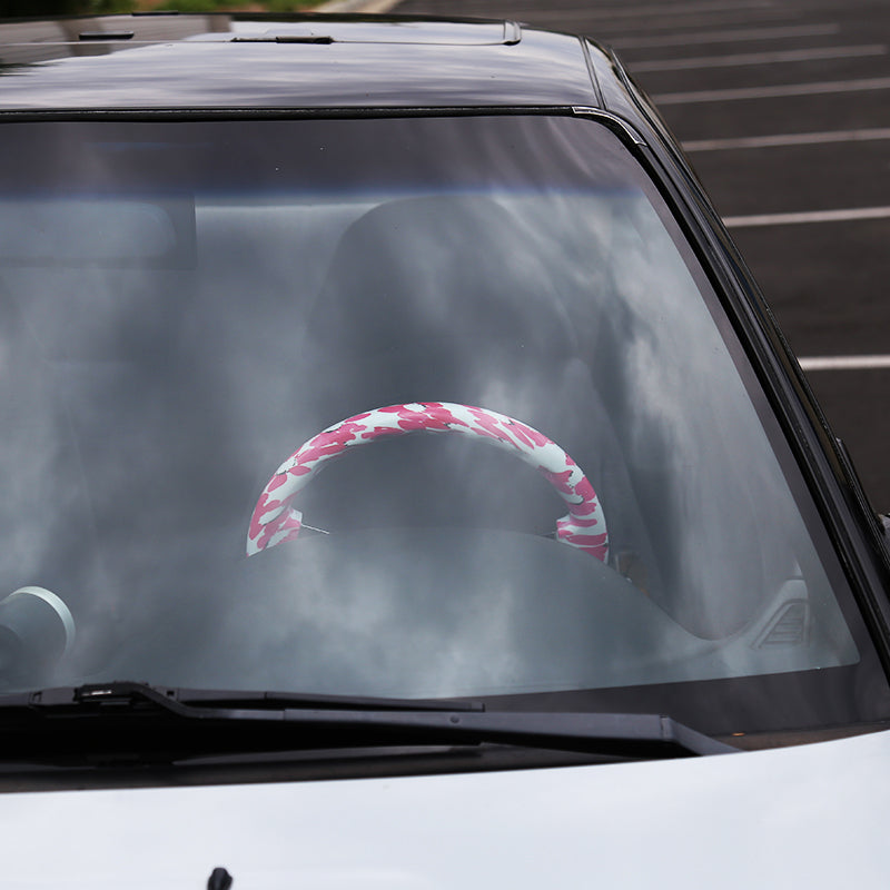 350mm 3-Spoke Hawaii Pink Floral 2" Deep Dish Wooden Steering Wheel (Chrome)