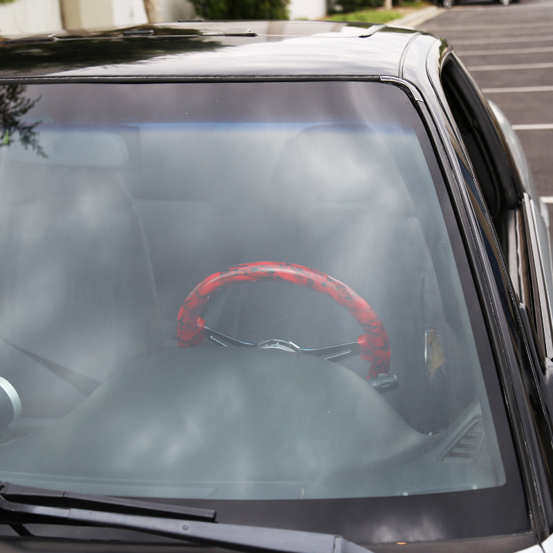 350mm 3-Spoke 6-Bolt 2" Deep Dish Wooden Steering Wheel (Red)