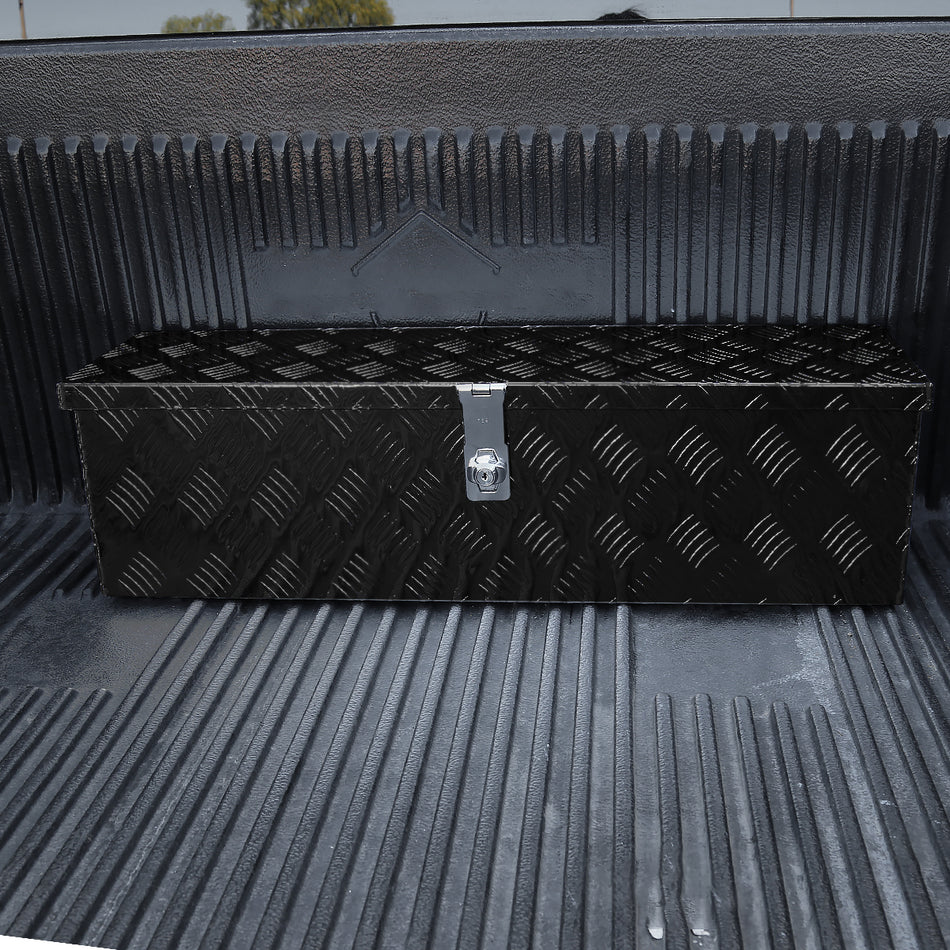 Universal 31" Heavy Duty Black Aluminum Tool Box w/ Side Handles, Lock, & Keys