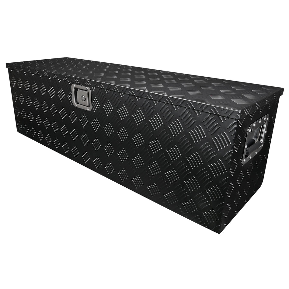 Universal 44" Heavy Duty Black Aluminum Tool Box w/ Side Handles, Lock, & Keys
