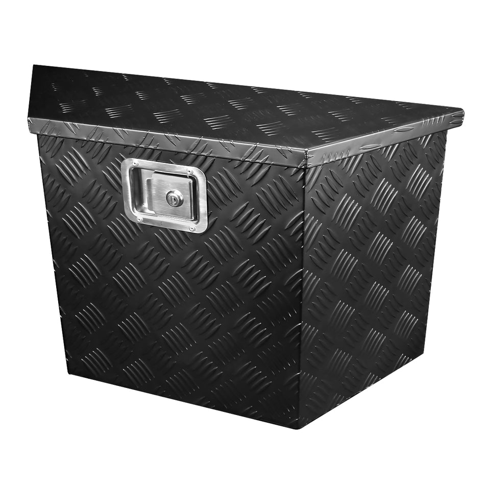 Universal 15~28" Black Heavy Duty Aluminum Truck Trailer Tongue Tool Box w/ Lock & Keys