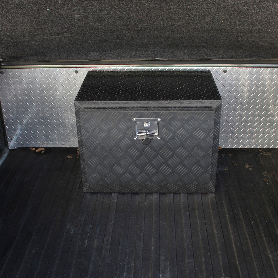 Universal 24" Heavy Duty Black Aluminum Underbody Truck Tool Box w/ T-Handle Latch, Lock, & Keys