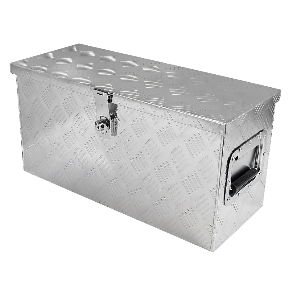 Universal 24" Heavy Duty Silver Aluminum Truck Tool Box w/ Side Handles, Lock, & Keys