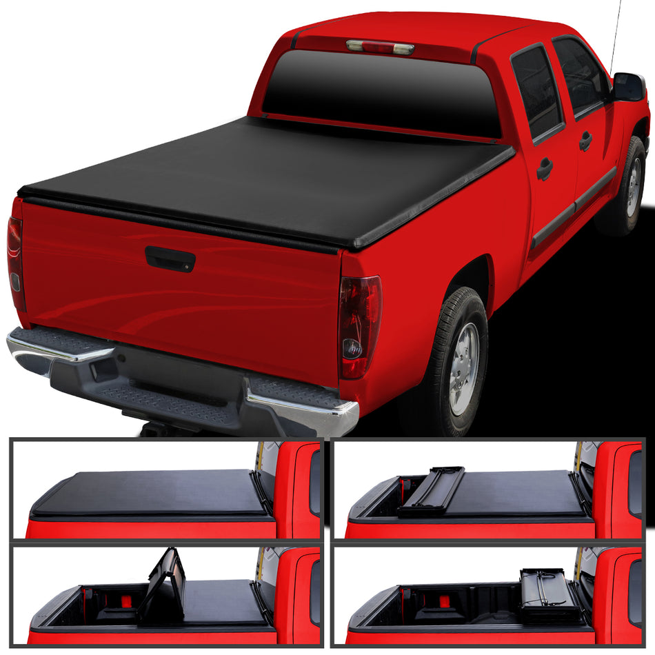 2004-2012 Chevrolet Colorado GMC Canyon / 2006-2008 Isuzu I-Series Extended Cab 6' Long Bed Soft Quad-Fold Tonneau Cover