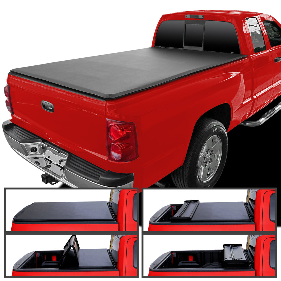 2005-2010 Dodge Dakota / 2006-2009 Mitsubishi Raider 6'6" Bed Soft Quad-Fold Tonneau Cover
