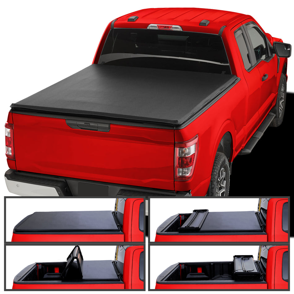 2015-2021 Ford F-150 Super Crew Cab 6'6" Standard Bed Soft Quad-Fold Tonneau Cover