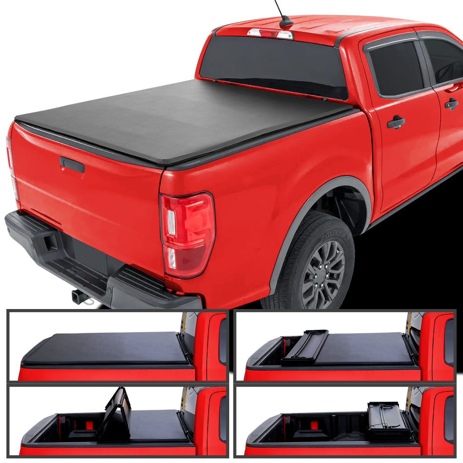 2019-2023 Ford Ranger 6' Bed Soft Quad-Fold Tonneau Cover