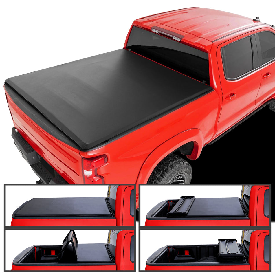 2020-2024 Chevrolet Silverado / GMC Sierra 2500HD 3500HD 6'9" Bed Soft Quad-Fold Tonneau Cover