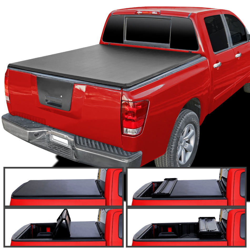 2004-2015 Nissan Titan 5'7" Short Bed Soft Quad-Fold Tonneau Cover