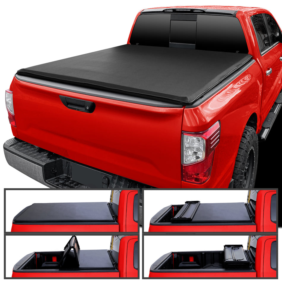 2017-2024 Nissan Titan 5'7" Truck Short Bed Soft Quad-Fold Tonneau Cover