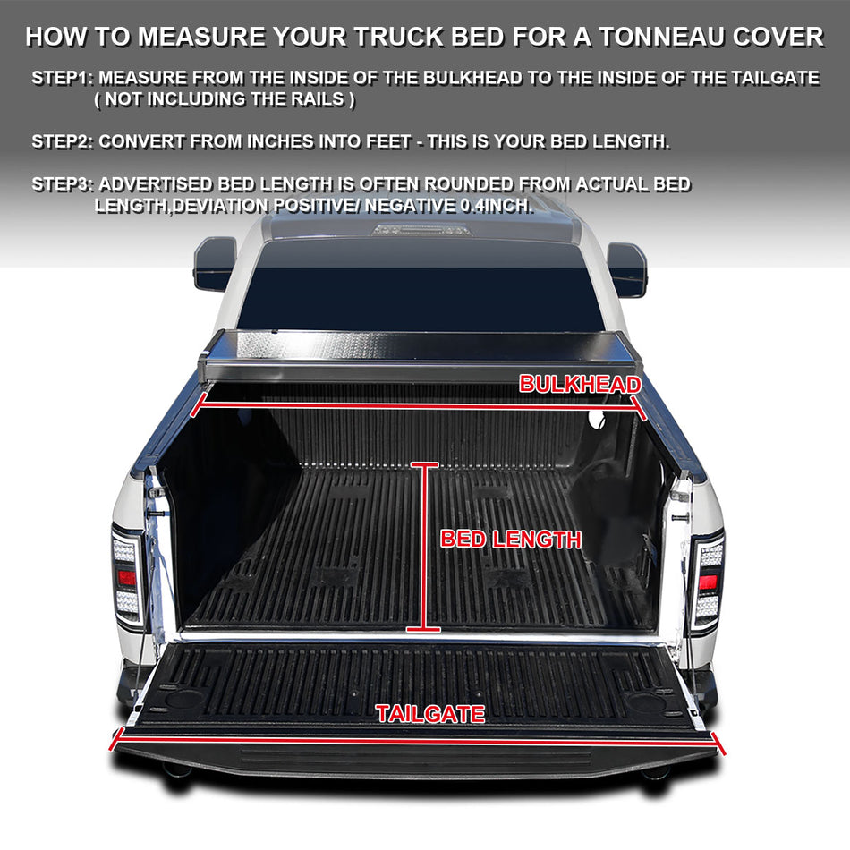 2004-2007 Chevrolet Silverado / GMC Sierra 1500 2500 3500 Crew Cab 5'8" Short Bed Hard Quad-Fold Tonneau Cover