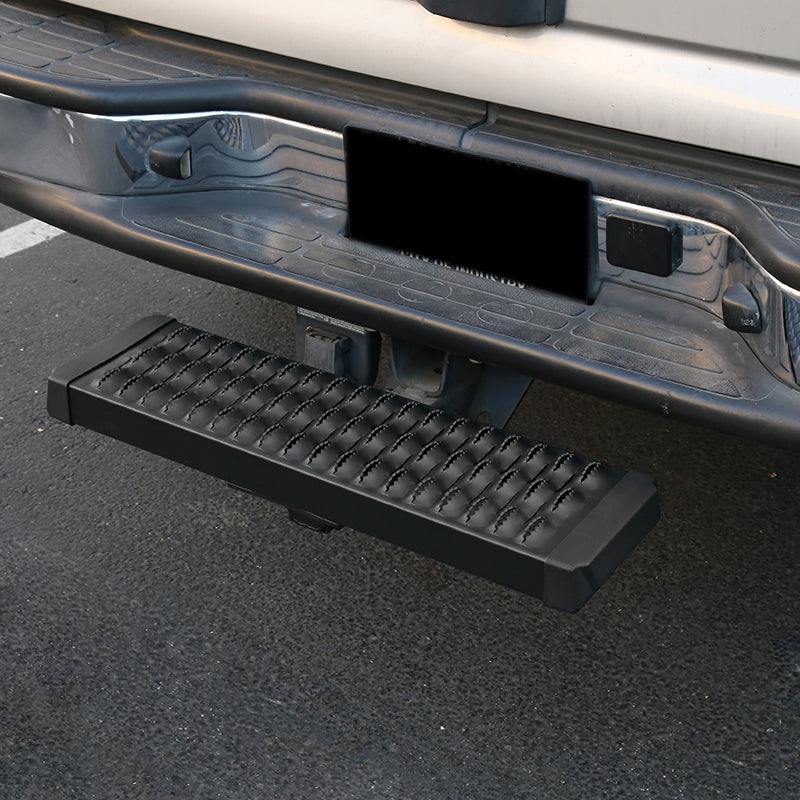 Universal Black Aluminum Hitch Mounted Rear Bumper Step & Protector For 2" Hitch Receiver