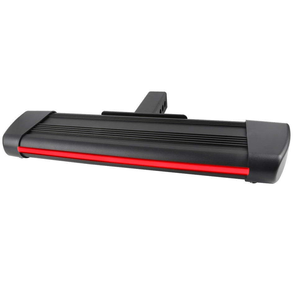 Universal Black Steel Adjustable Rear Step Bar w/ LED Brake Light For 2" Hitch Receiver